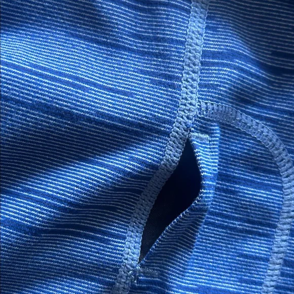 Zella Blue Striped Long sleeve Pullover Shirt with half zipper. - Picture 5 of 12